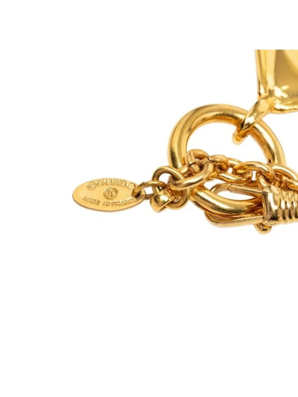Chanel CC Logo Diamond Rogue Chain Pendant Gold Plated